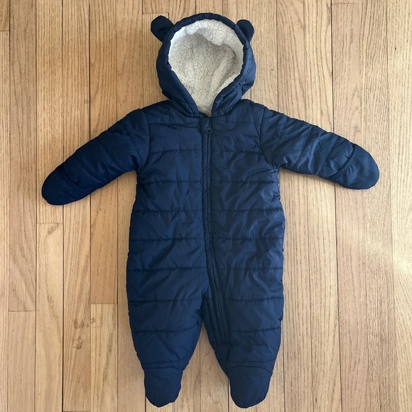 The Children’s Place Unisex Baby Fleece Hooded Zip-Up Front Snowsuit Size 3-6 Mt - Picture 1 of 12